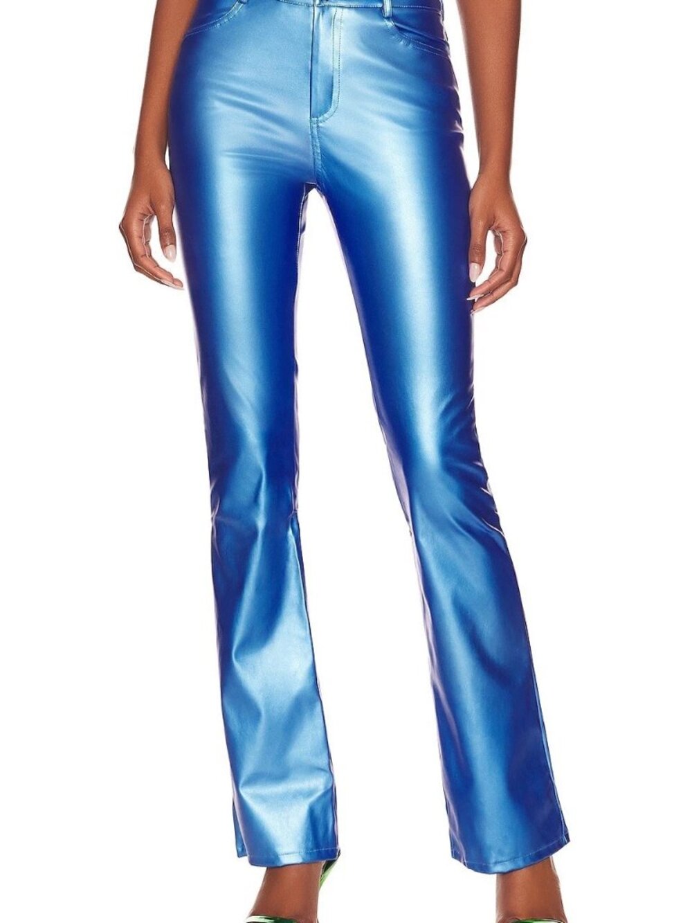 superdown Shiny Electric Blue Faux Leather Pants